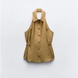 Zara Tan Sleeveless Blouse